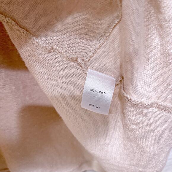 J Jill Love Linen Tie Hem Tee Beige Short Sleeve Stretchy Slub Knit Womens Large - Picture 6 of 6